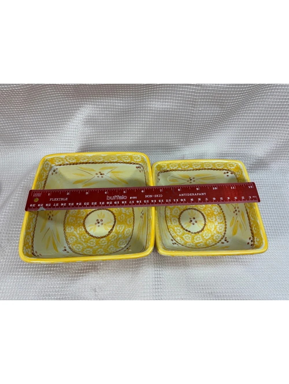 These are Temp-tations Old World Yellow square bowls 1-quart and 1.5-quart